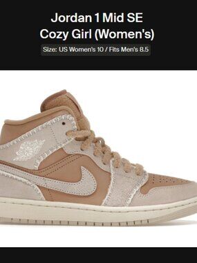 Size 10W / 8.5M - Jordan 1 Mid SE Cozy Girl (W) -  HV4269-200 - AUTHENTIC NEW!!